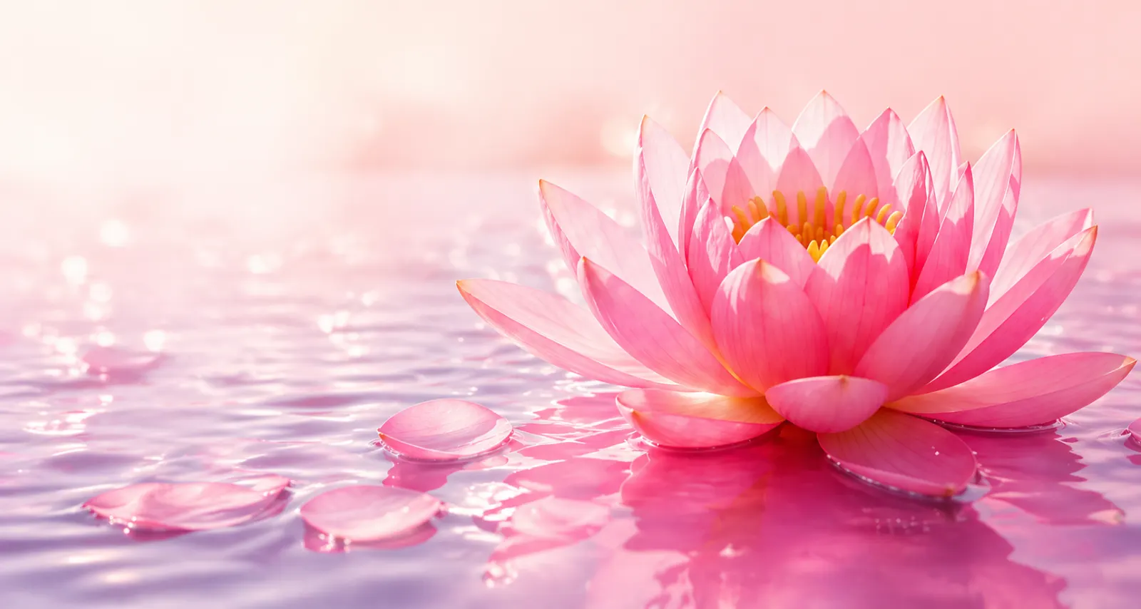 Flor de lótus rosa sobre a água